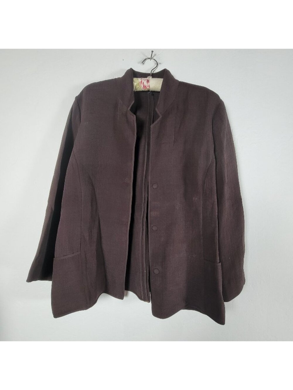 Eileen Fisher Womens Brown Textured Blazer Jacket XL Rayon & Silk Blend Casual